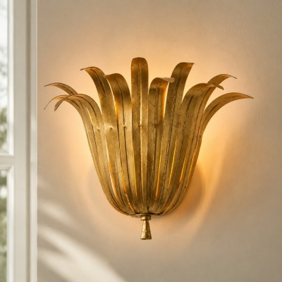 Sterling Metal Leaf Wall Light
