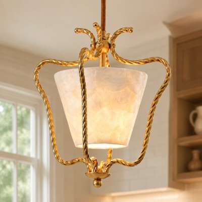 Spencer Vintage Shell Brass Pendant Light