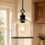 Sander Farmhouse Glass Round Pendant Light