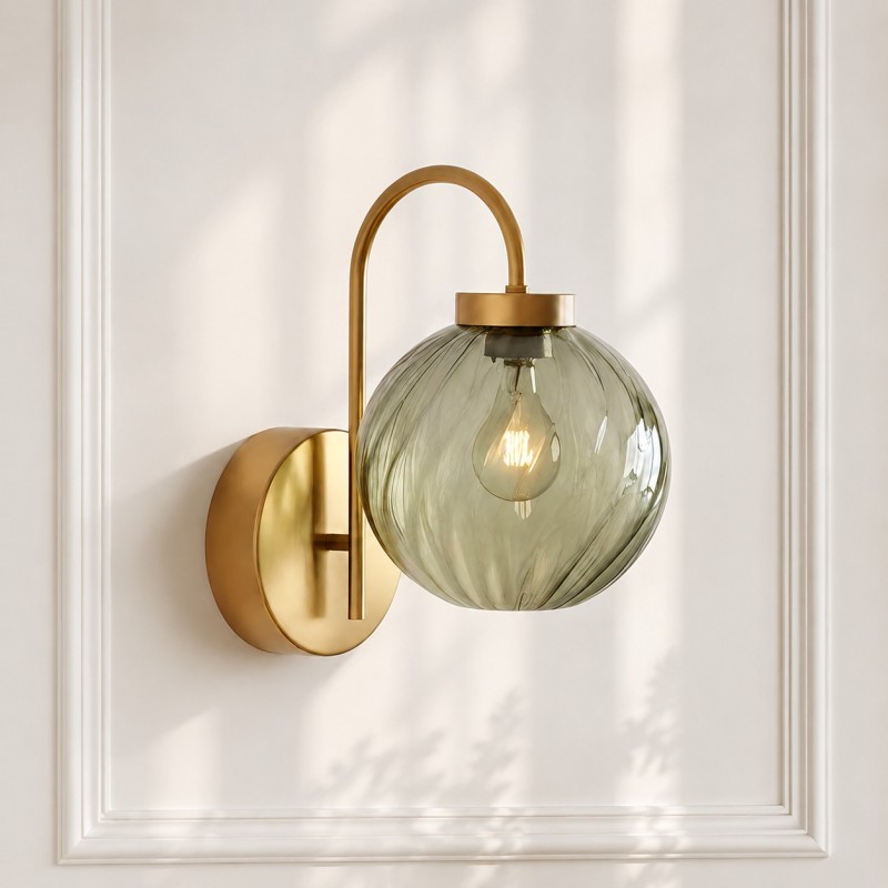 Ondrea Modern Rechargeable Ribbed Glass Globe Sconce
