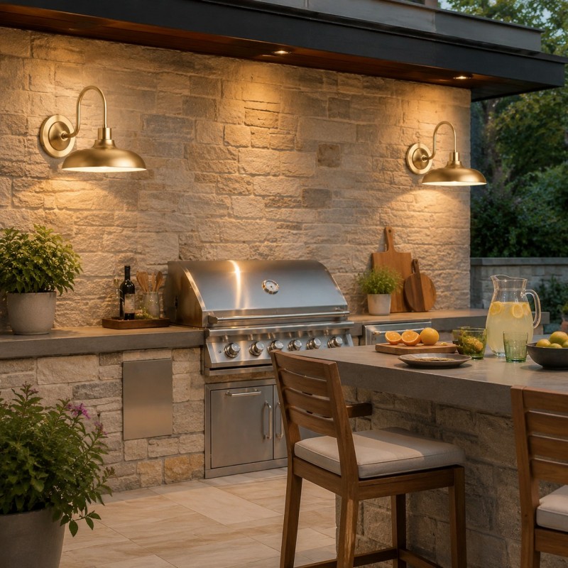 Gwydion Modern Farmhouse Dome Exterior Wall Light