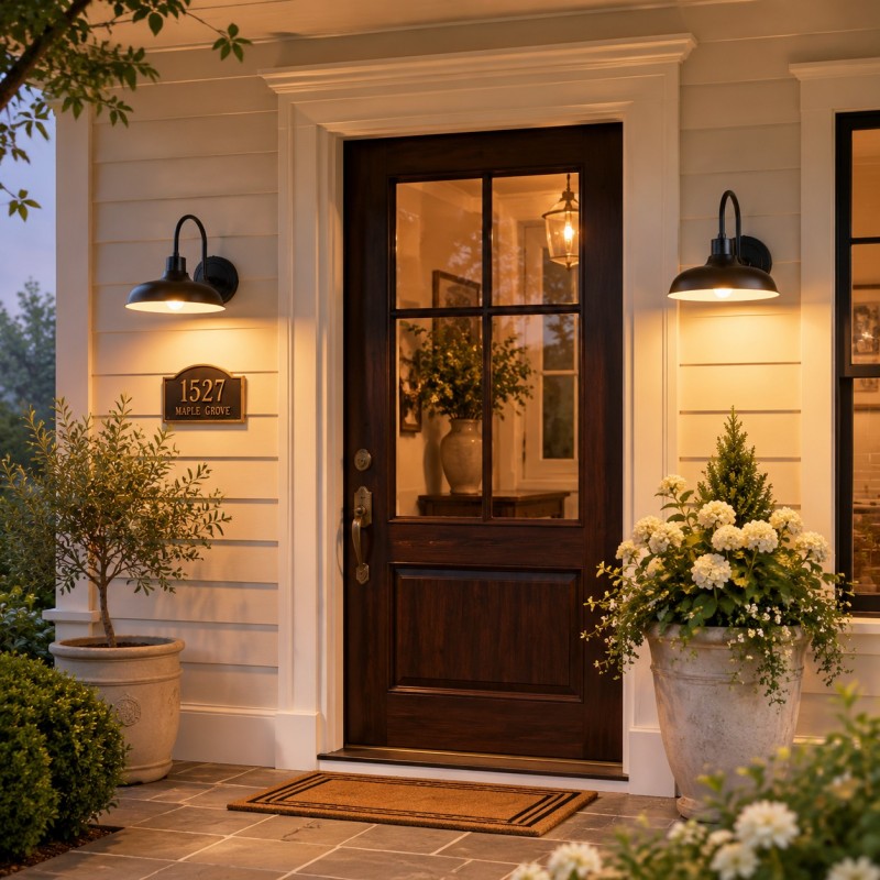 Gwydion Modern Farmhouse Dome Exterior Wall Light