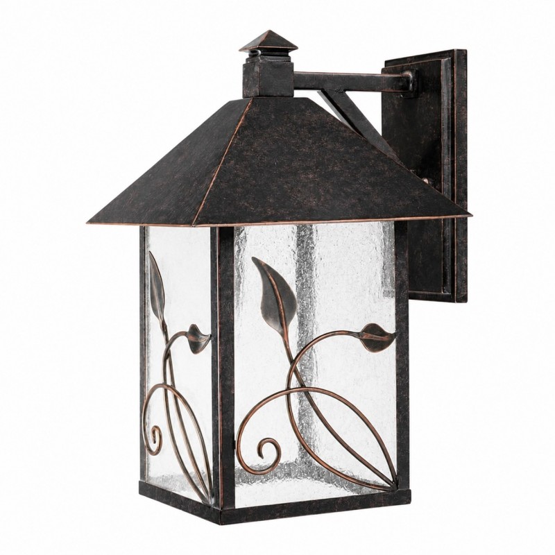 Bliss French Rustic Iron Lantern Seedy Glass Sconce