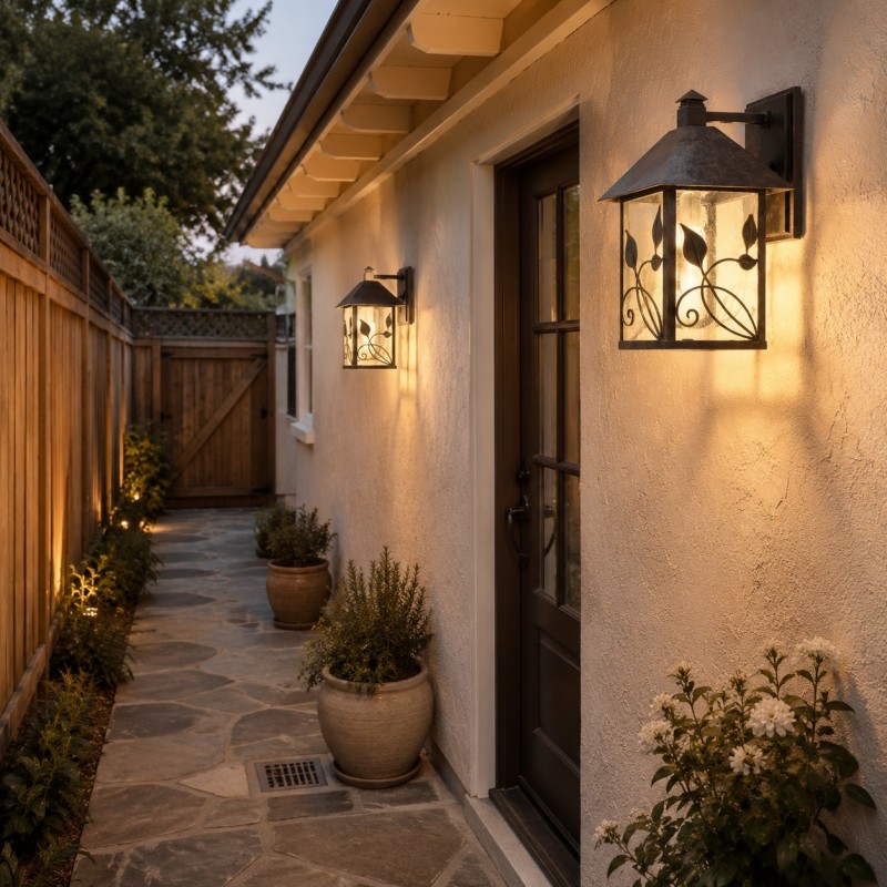 Bliss French Rustic Iron Lantern Seedy Glass Sconce