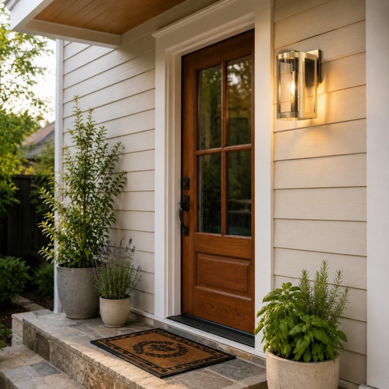 Stainless Steel Waterproof Outdoor Wall Lamp with Glass Shade