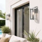 Stainless Steel Waterproof Outdoor Wall Lamp with Glass Shade