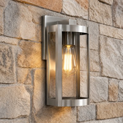 Stainless Steel Waterproof Outdoor Wall Lamp with Glass Shade