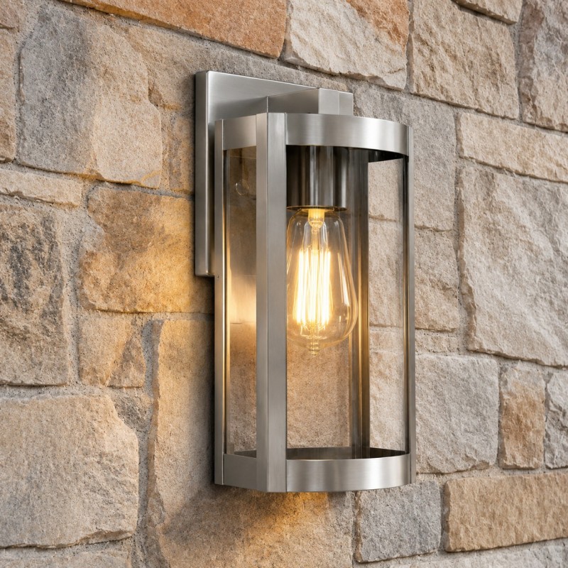 Stainless Steel Waterproof Outdoor Wall Lamp with Glass Shade