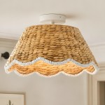 Elaina Natural Travertine Wood Pleated Drum Table Lamp