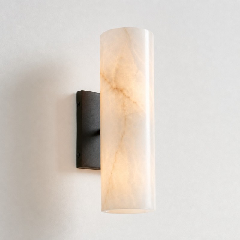 Yorix Alabaster Tube Bronze Finish Wall Sconce