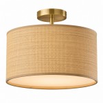 James Rustic Drum Woven Flush Mount Ceiling Light