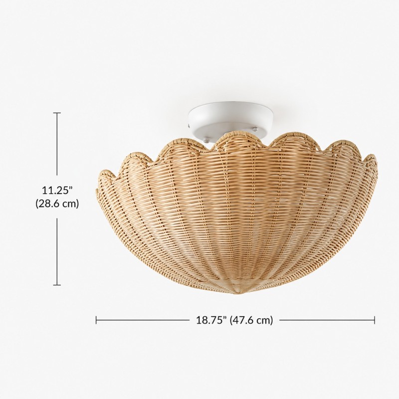 Andrew Natural Flower Rattan Flush Mount Ceiling Light