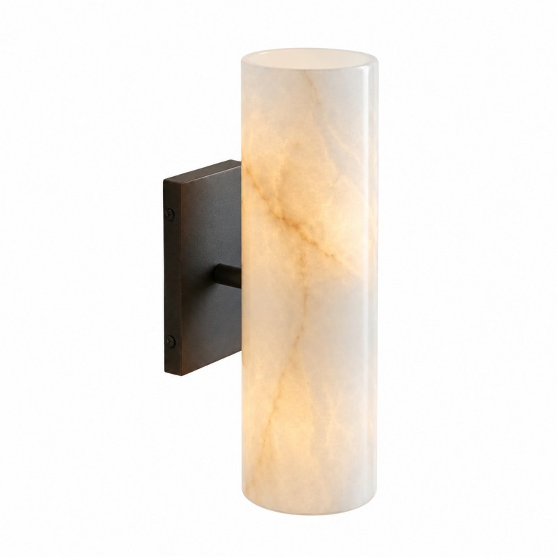Yorix Alabaster Tube Bronze Finish Wall Sconce