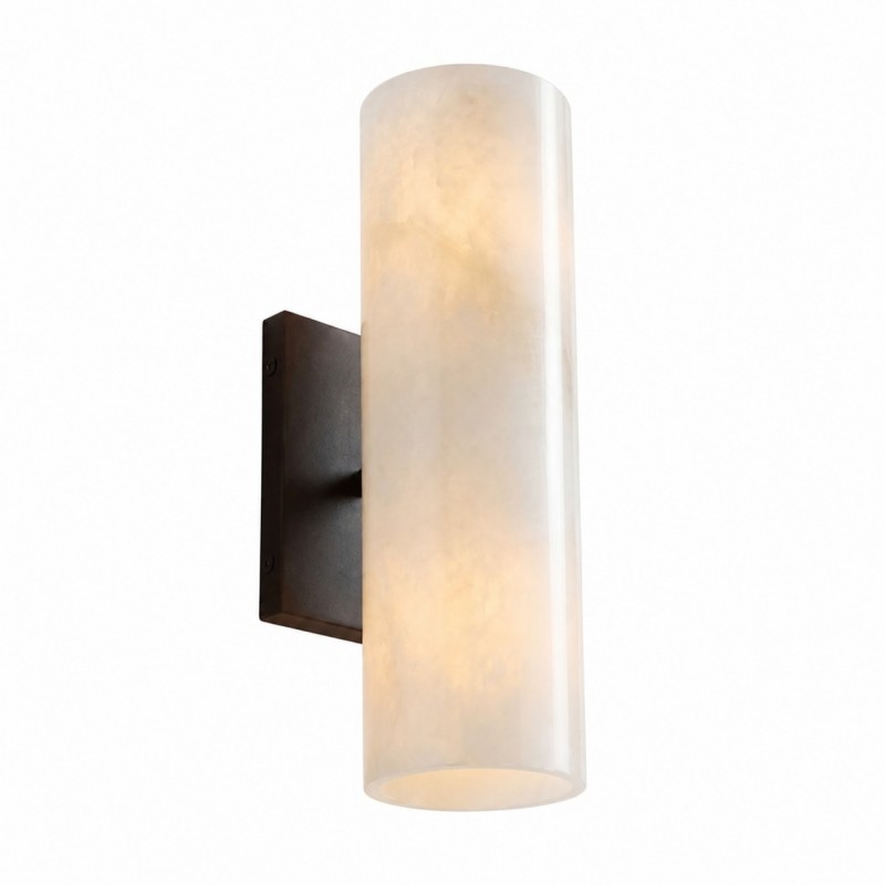 Yorix Alabaster Tube Bronze Finish Wall Sconce