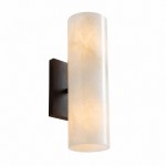 Yorix Alabaster Tube Bronze Finish Wall Sconce
