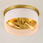 Lionell Farmhouse Milk Glass Round Flush Mount Ceiling Light