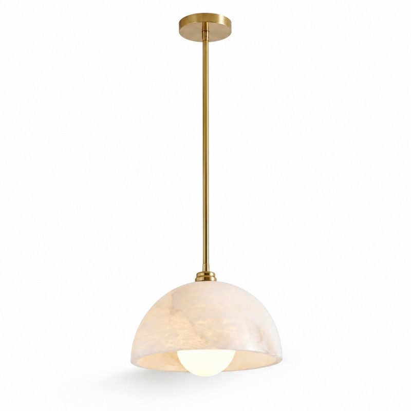 Bertie Farmhouse Alabaster Dome Pendant Light