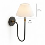 Wren Retro White Fabric Swan Neck Sconce