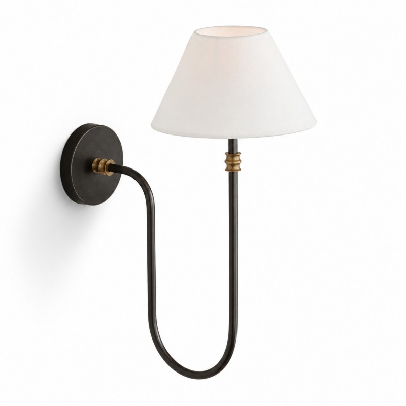 Wren Retro White Fabric Swan Neck Sconce