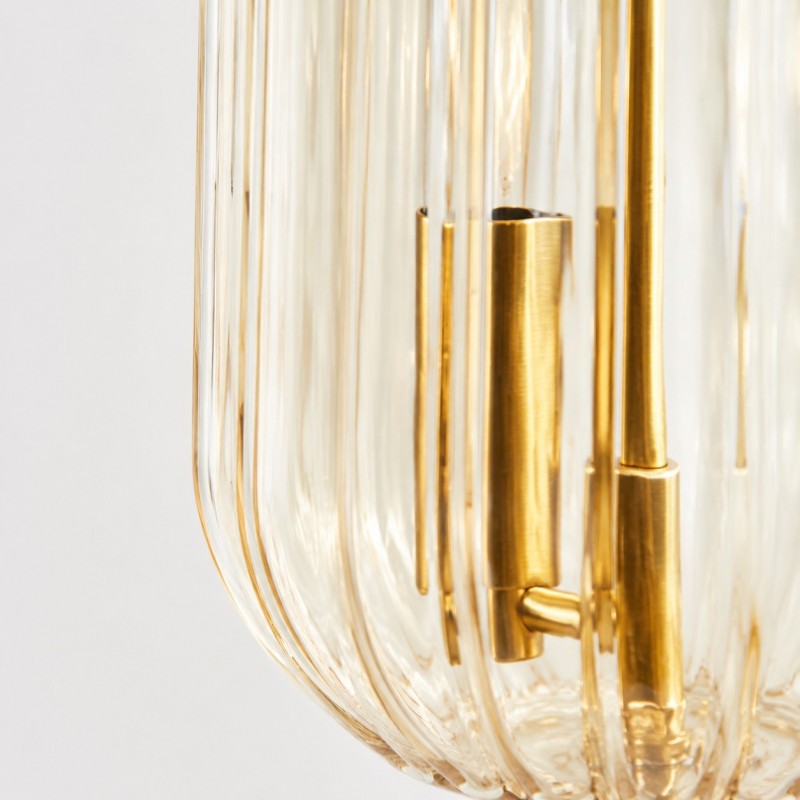 Deke Country 3 Lights Brass Glass Pendant Light