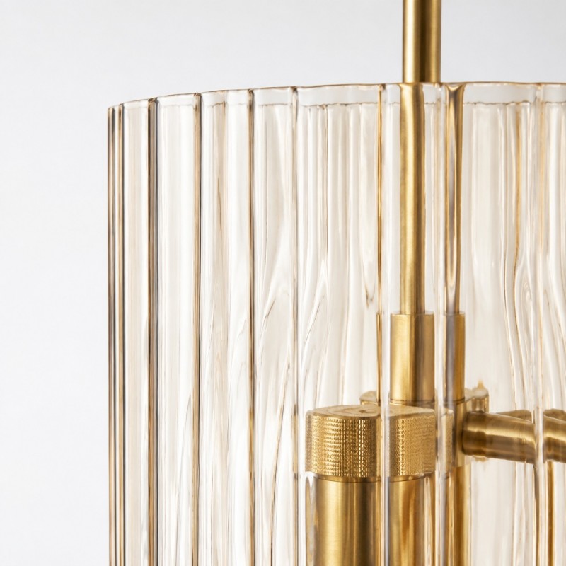 Deke Country 3 Lights Brass Glass Pendant Light