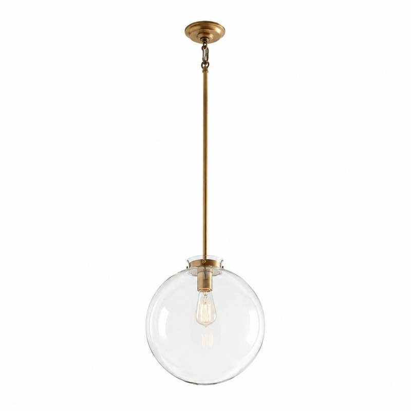 Mica Minimalist Brass Clear Glass Pendant Light