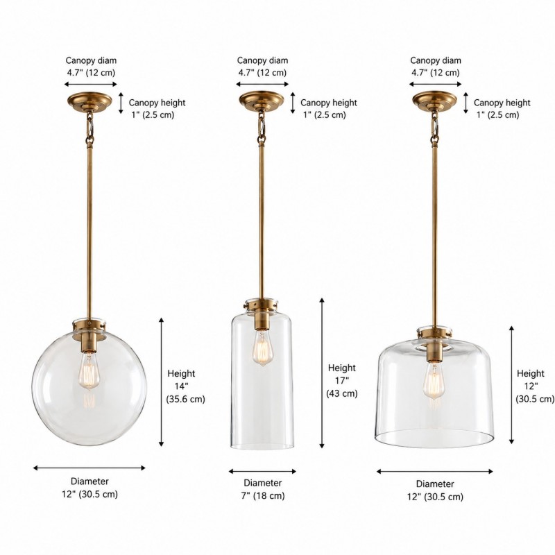 Mica Minimalist Brass Clear Glass Pendant Light