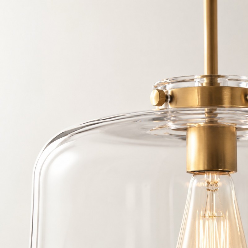 Mica Minimalist Brass Clear Glass Pendant Light
