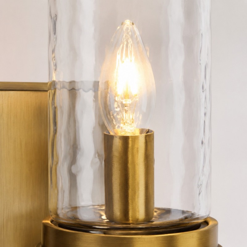 Cora Farmhouse Hammered Glass Double Tube Sconce
