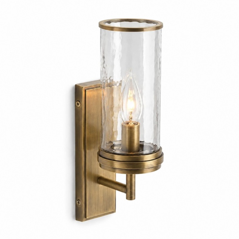 Ira Farmhouse Cylinder Hammered Glass Sconce