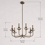 Jocelyn Retro Antique Brass Botanical Forged Iron Chandelier