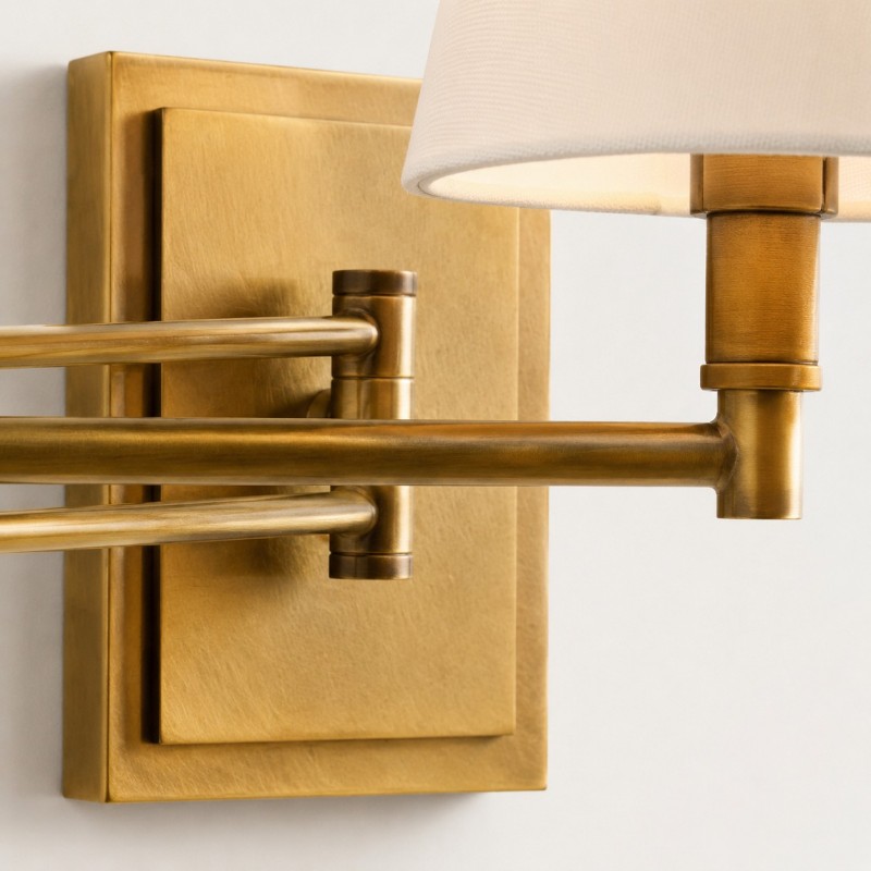 Lutyens Wabi-sabi Iron Swing Arm Fabric Wall Light