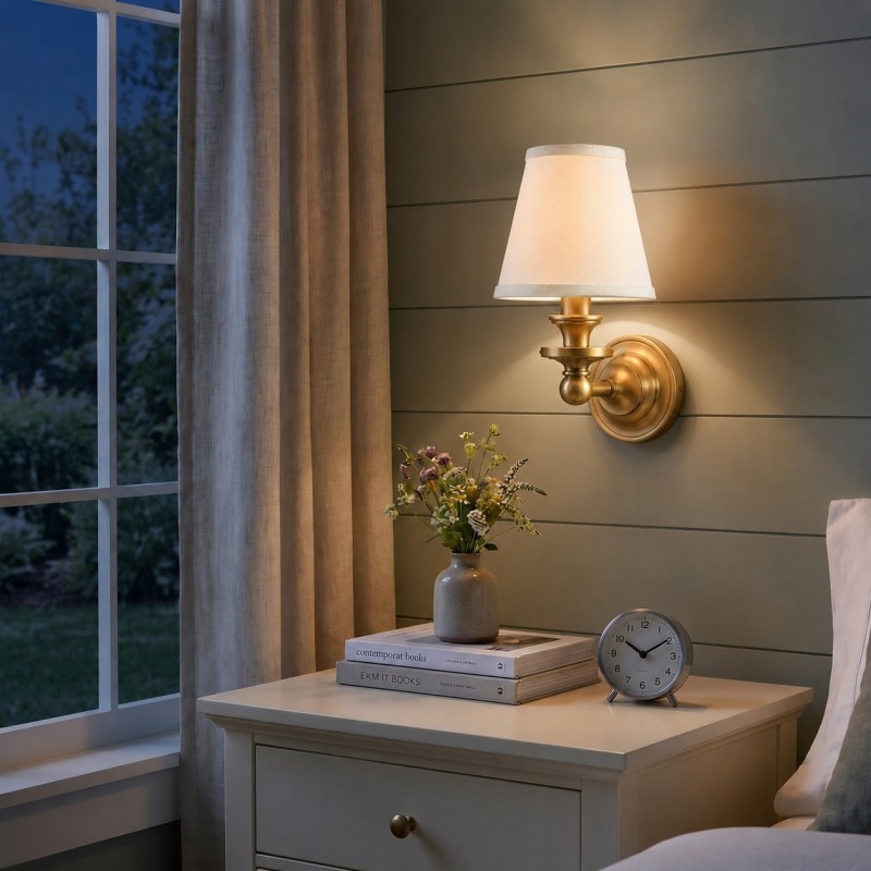 Ashby Vintage Linen Shade Wall Light