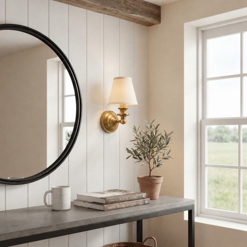 Ashby Vintage Linen Shade Wall Light