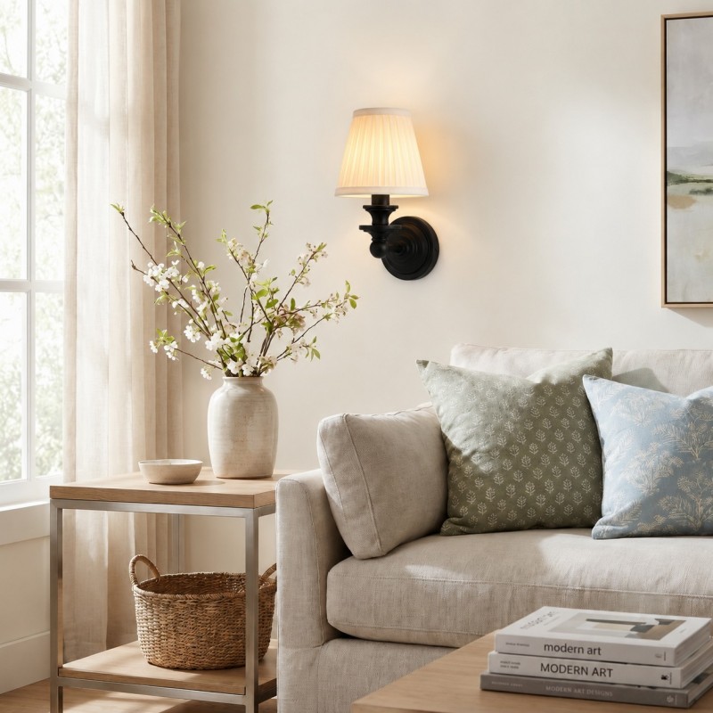 Ashby Vintage Linen Shade Wall Light