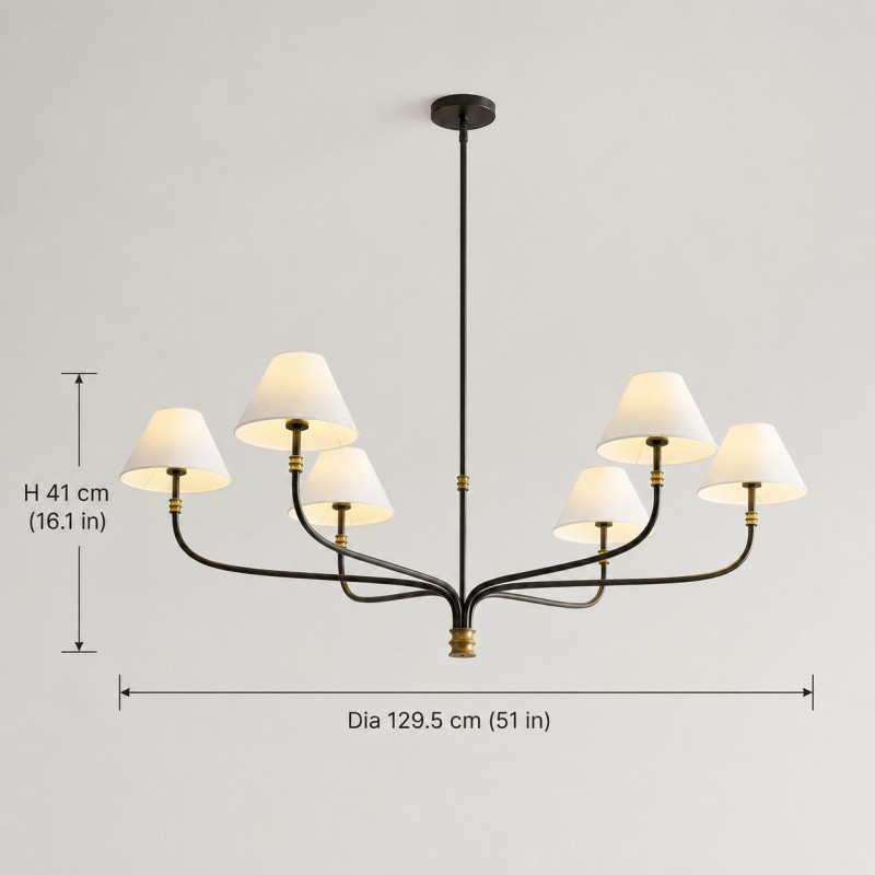 Ashlyn Modern 5/6 Light White Linen Conical Chandelier