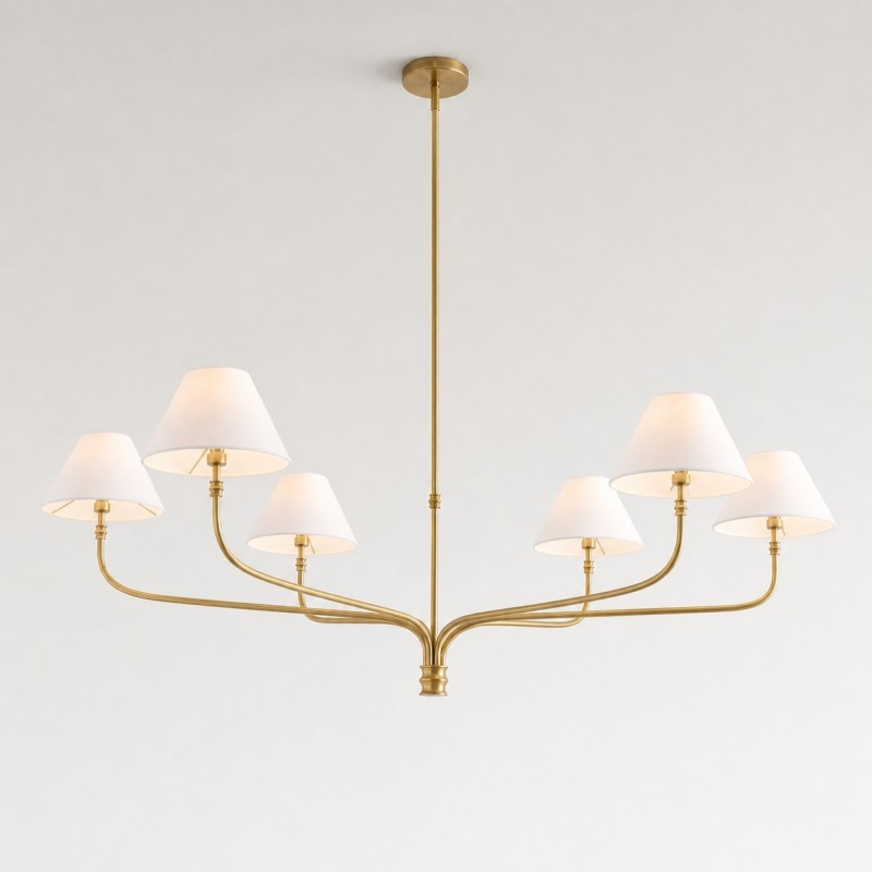 Ashlyn Modern 5/6 Light White Linen Conical Chandelier