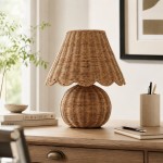 Caelyn Bohemian Natural Rattan Dome Table Lamp