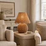 Caelyn Bohemian Natural Rattan Dome Table Lamp