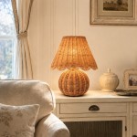 Caelyn Bohemian Natural Rattan Dome Table Lamp