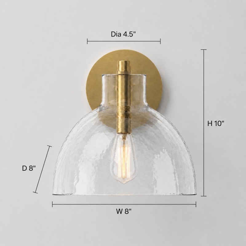 Keen Farmhouse Cooper Recycled Glass Dome Sconce