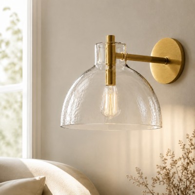Keen Farmhouse Cooper Recycled Glass Dome Sconce