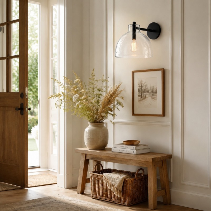 Keen Farmhouse Cooper Recycled Glass Dome Sconce