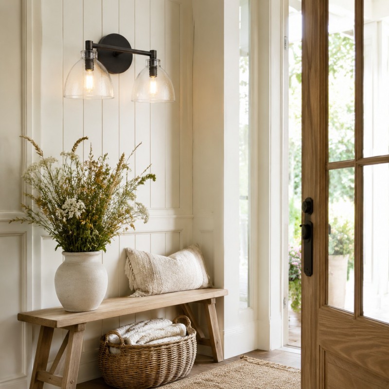 Keen Farmhouse Cooper Recycled Glass Dome Sconce