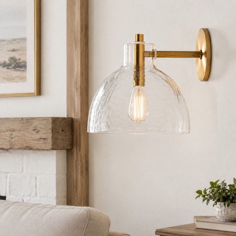 Keen Farmhouse Cooper Recycled Glass Dome Sconce