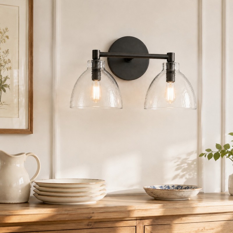 Keen Farmhouse Cooper Recycled Glass Dome Sconce