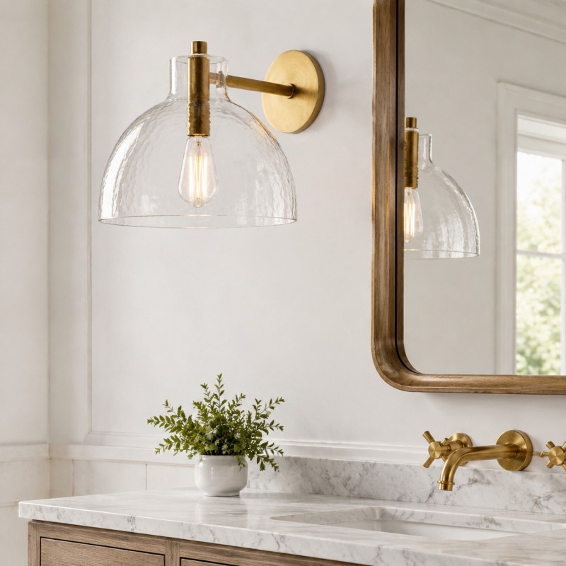Keen Farmhouse Cooper Recycled Glass Dome Sconce
