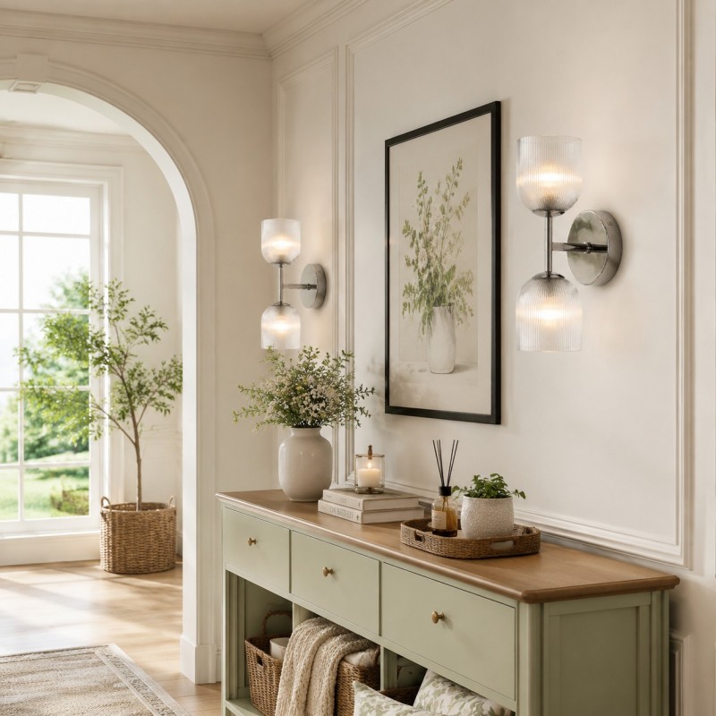 Alain Cooper Ribbed Glass Wall Sconce