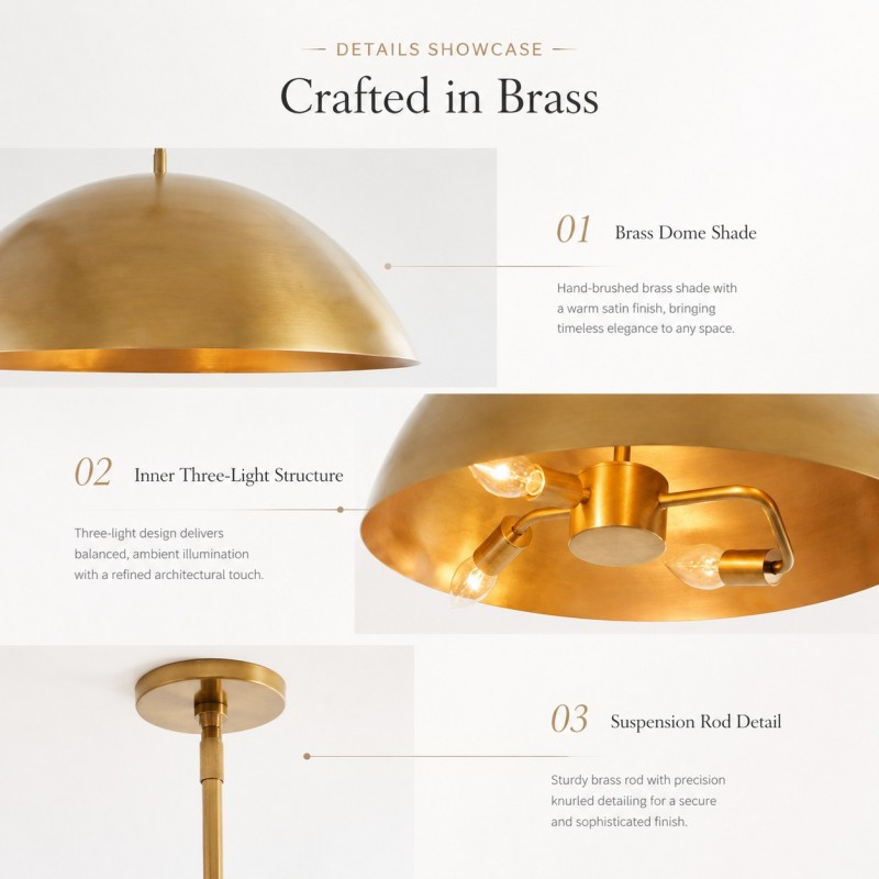 Deryn Farmhouse Brass Dome Pendant Light