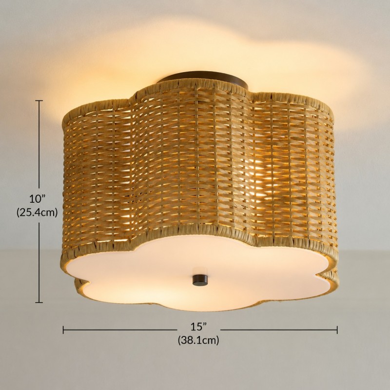 Tranquil Bohemian Style Flower Rattan Ceiling Light